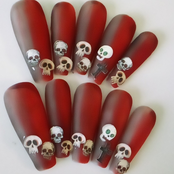 Other - Skulls and bones press on nails